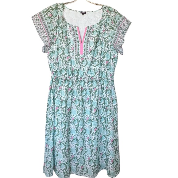 Talbots Voile Fit & Flare Dress Pretty Primrose  Size 14W - Picture 3 of 12